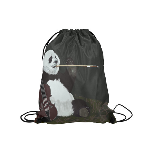 panda violinist abstract Medium Drawstring Bag Model 1604 (Twin Sides) 13.8"(W) * 18.1"(H)