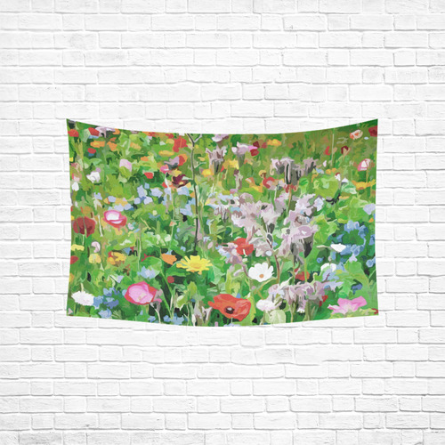 Colorful Flower Garden Floral Landscape Cotton Linen Wall Tapestry 60"x 40"  ID: D1272185