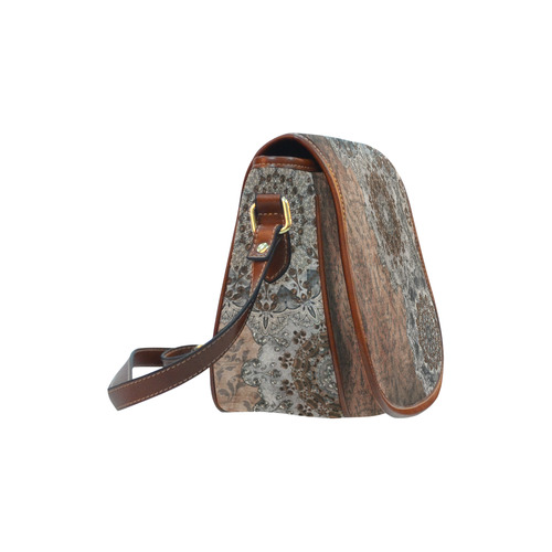 Elegant grey brown vintage mandalas Saddle Bag/Small (Model 1649) Full Customization