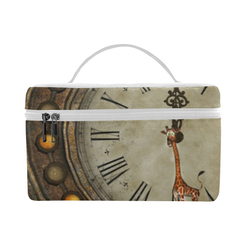 Steampunk clock, cute giraffe Cosmetic Bag/Large (Model 1658)