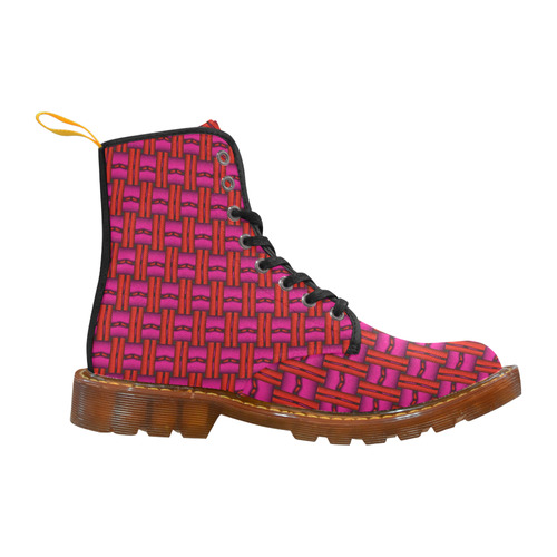 Red Pink Basket Weave Martin Boots For Women Model 1203H