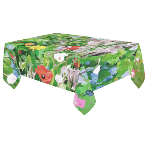 Colorful Flower Garden Floral Landscape Cotton Linen Tablecloth 60"x 104"