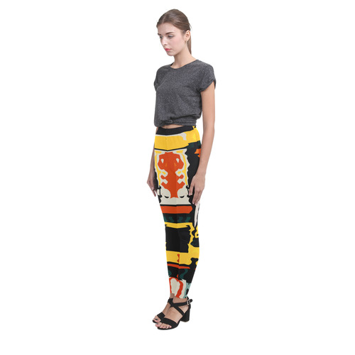 Distorted shapes in retro colors Cassandra Women's Leggings (Model L01)