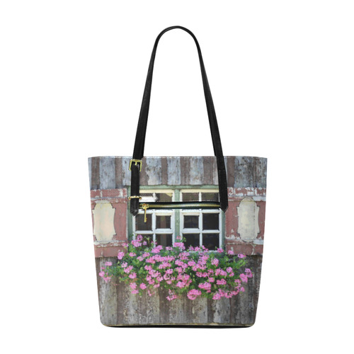 Pink Flowers in Window Box Euramerican Tote Bag/Small (Model 1655)