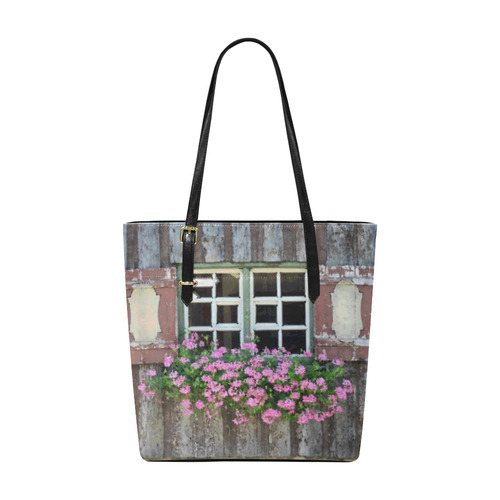 Pink Flowers in Window Box Euramerican Tote Bag/Small (Model 1655)