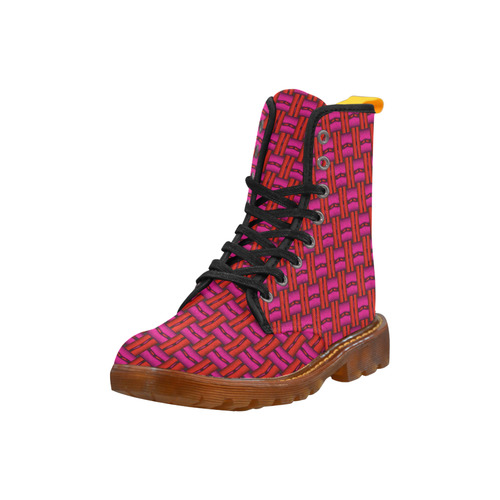 Red Pink Basket Weave Martin Boots For Women Model 1203H