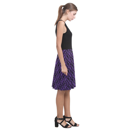 Gothic style Purple & Black Skulls Atalanta Casual Sundress(Model D04)