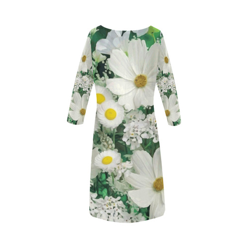 Beautiful Daisies White Gold Floral Round Collar Dress (D22)