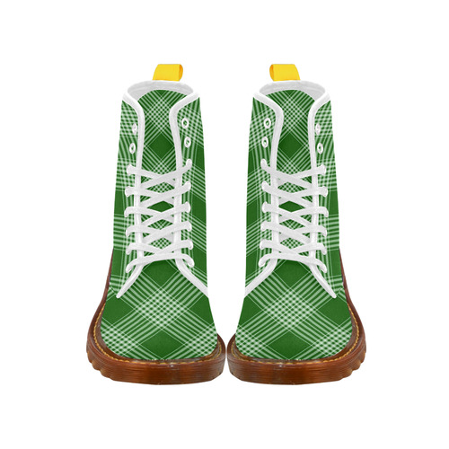 Green And White Plaid Martin Boots For Women Model 1203H