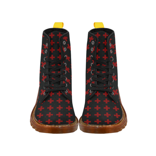 Punk Rock style Red Crosses Pattern design Martin Boots For Men Model 1203H