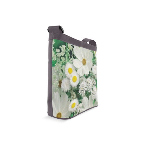 Cute Daisies White Gold Floral Crossbody Bags (Model 1613)
