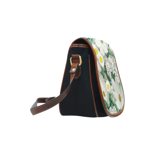 Beautiful Daisies White Gold Floral Saddle Bag/Small (Model 1649)(Flap Customization)