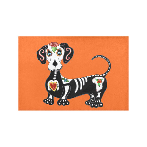 Dachshund Sugar Skull Orange Placemat 12''x18''