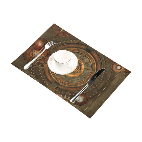Steampunk, wonderful vintage clocks and gears Placemat 12''x18''