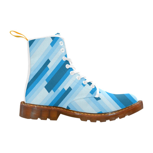Shades Of Blue Diagonal Stripes Martin Boots For Women Model 1203H