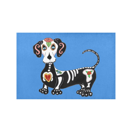 Dachshund Sugar Skull Blue Placemat 12''x18''