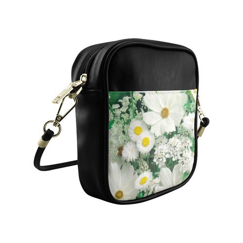 Cute Daisies White Gold Floral Sling Bag (Model 1627)