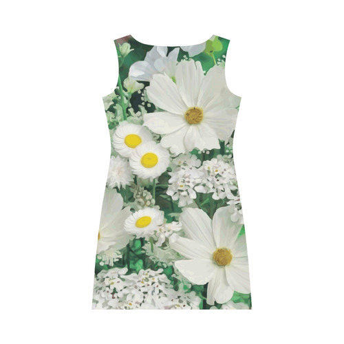 Beautiful Daisies White Gold Floral Round Collar Dress (D22)