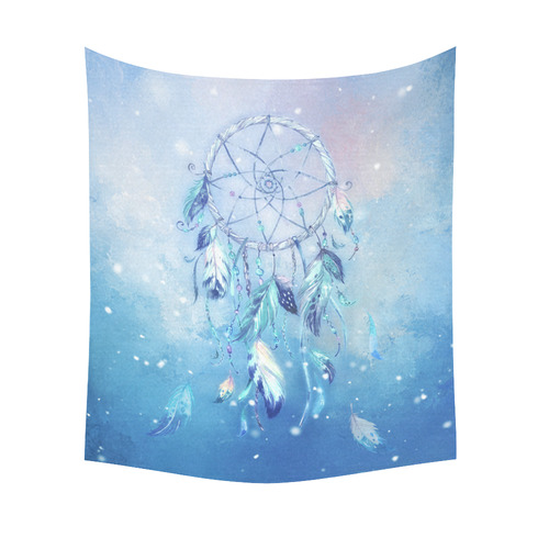 A wounderful dream catcher in blue Cotton Linen Wall Tapestry 51"x 60"