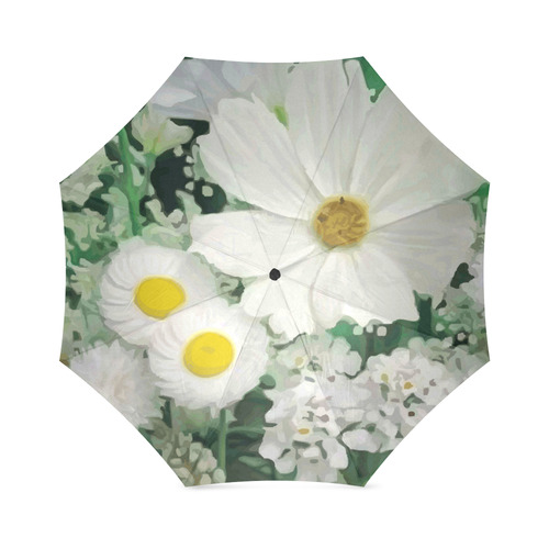 Cute Daisies White Gold Floral.Landscape Foldable Umbrella (Model U01)