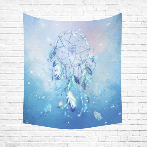 A wounderful dream catcher in blue Cotton Linen Wall Tapestry 51"x 60"