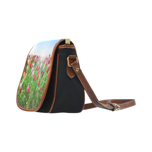 Red Pink White Poppies Modern Landscape Saddle Bag/Small (Model 1649)(Flap Customization)