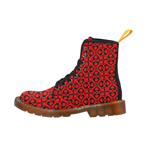 Red Black Heart Lattice Martin Boots For Women Model 1203H