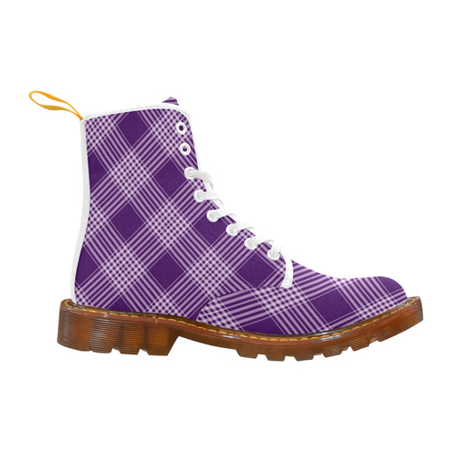 Royal Purple And White Plaid Martin Boots For Women Model 1203H