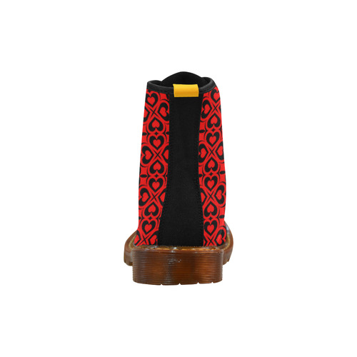 Red Black Heart Lattice Martin Boots For Women Model 1203H