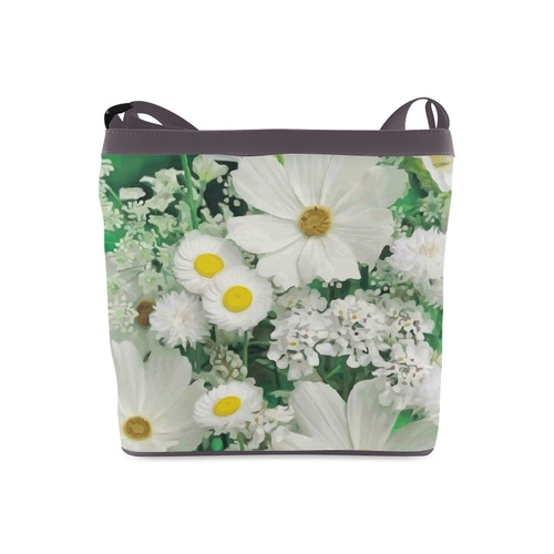 Cute Daisies White Gold Floral Crossbody Bags (Model 1613)