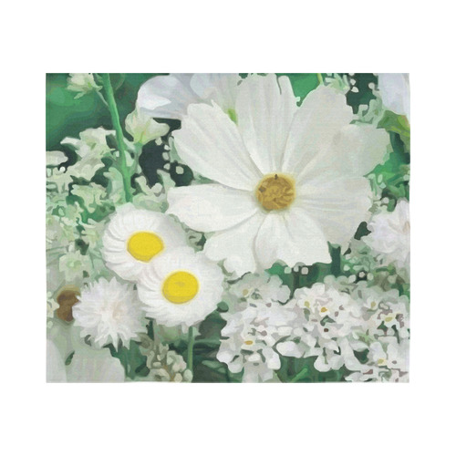 Cute Daisies White Gold Floral.Landscape Cotton Linen Wall Tapestry 60"x 51"