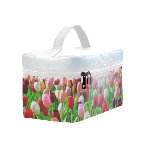 Red Pink White Poppies Modern Landscape Cosmetic Bag/Large (Model 1658)