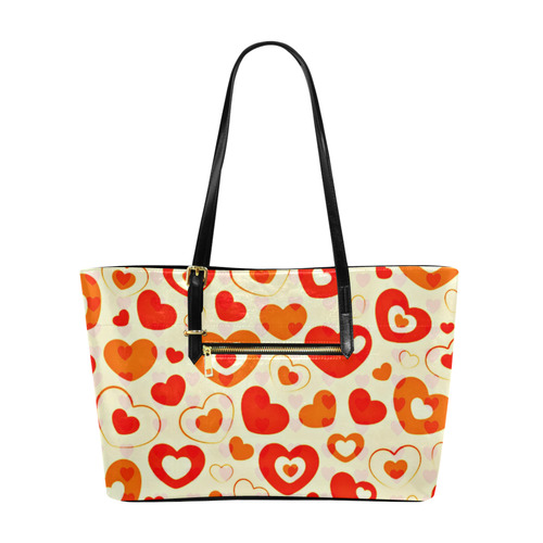 Orange Hearts Euramerican Tote Bag/Large (Model 1656)