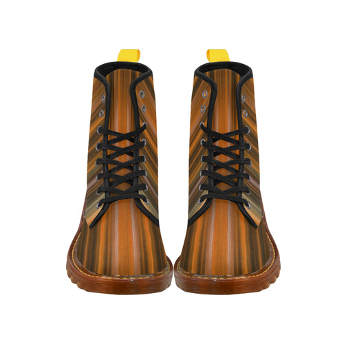 Orange Black Green Vertical Stripes Martin Boots For Women Model 1203H