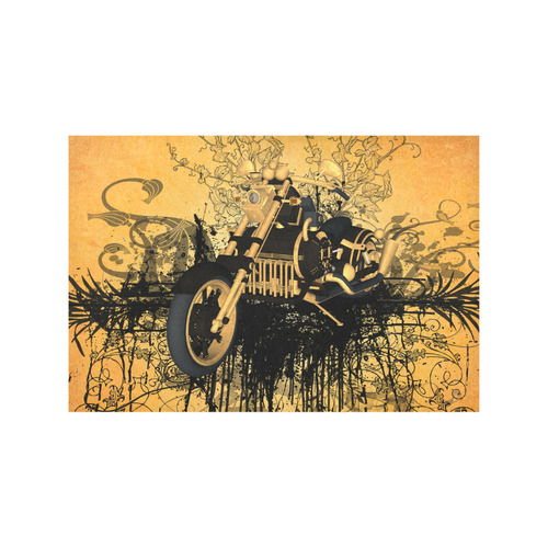 Steampunk, awesome motorcycle with floral elements Placemat 12''x18''