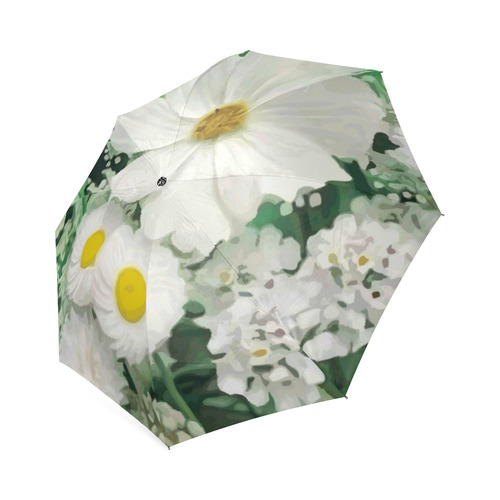 Cute Daisies White Gold Floral.Landscape Foldable Umbrella (Model U01)