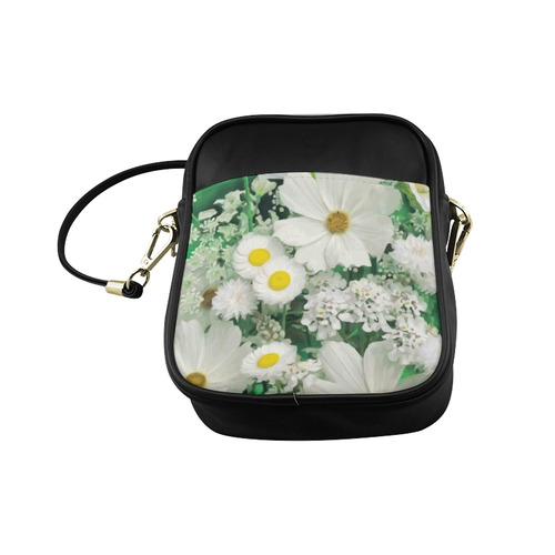 Cute Daisies White Gold Floral Sling Bag (Model 1627)