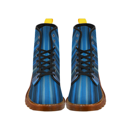 Brillant Blue Black Vertical Stripes Martin Boots For Women Model 1203H