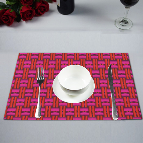 Red Pink Basket Weave Placemat 12''x18''