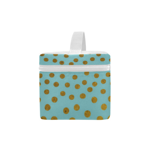 Gold Elegance Polka Dots Shower Cosmetic Bag/Large (Model 1658)