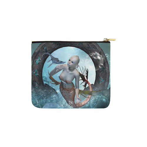 Beautiful mermaid with seadragon Carry-All Pouch 6''x5''