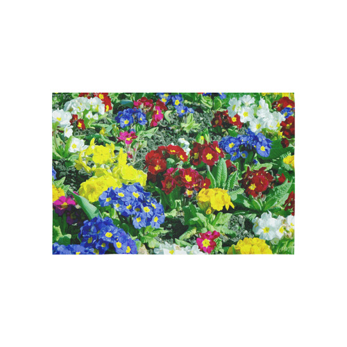 Red Blue Yellow Colorful Floral Garden Cotton Linen Wall Tapestry 60"x 40"