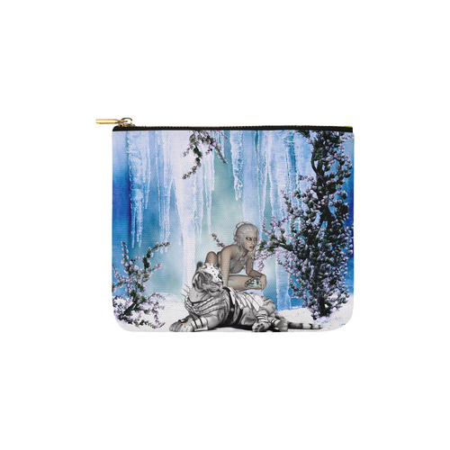 Awesome tiger with fantasy girl Carry-All Pouch 6''x5''