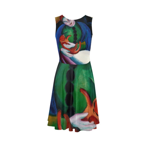 Girl With Cat II  by Franz Marc Sleeveless Ice Skater Dress (D19)
