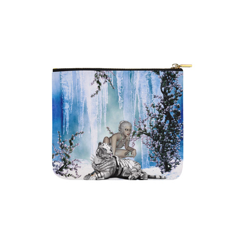 Awesome tiger with fantasy girl Carry-All Pouch 6''x5''