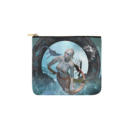 Beautiful mermaid with seadragon Carry-All Pouch 6''x5''