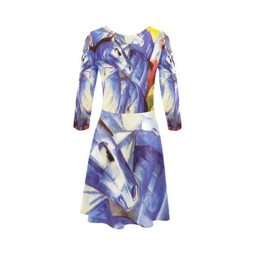 The Tower Of The Blue Horses by Franz Marc 3/4 Sleeve Sundress (D23)