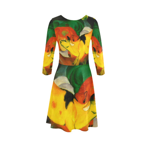 Red Yellow Green Cows by Franz Marc 3/4 Sleeve Sundress (D23)