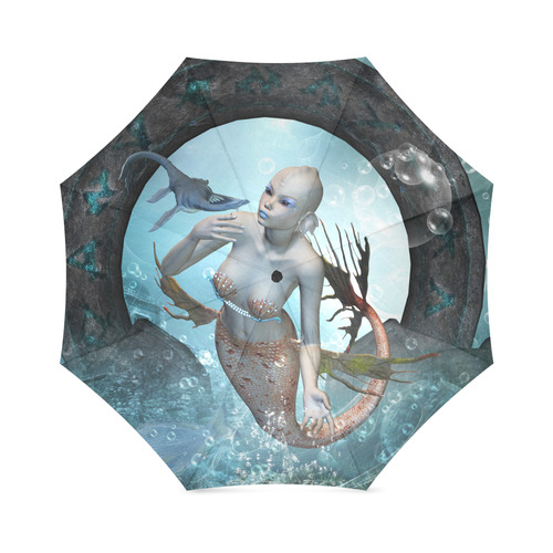 Beautiful mermaid with seadragon Foldable Umbrella (Model U01)