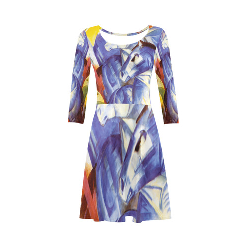 The Tower Of The Blue Horses by Franz Marc 3/4 Sleeve Sundress (D23)